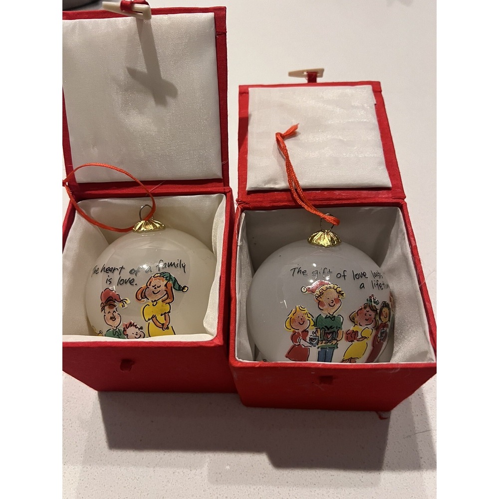 Vtg Sally Huss Glass Ornaments Collection In Original Boxes Set Of 2